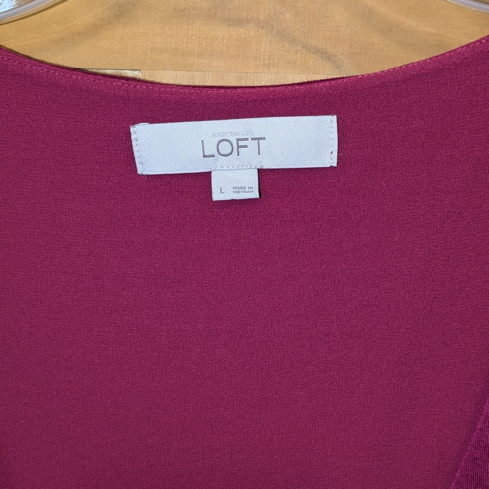 Ann Taylor Loft Womens Large Tank Top Lined Overlay Panel Burgundy Sleeveless - Picture 4 of 5